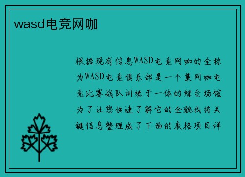 wasd电竞网咖